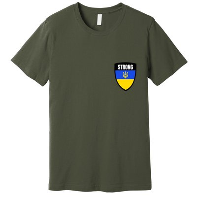 Strong Tactical Support Ukrainian Flag Shield I Stand With Ukraine Military Premium T-Shirt