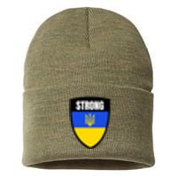 Strong Tactical Support Ukrainian Flag Shield I Stand With Ukraine Military Sustainable Knit Beanie