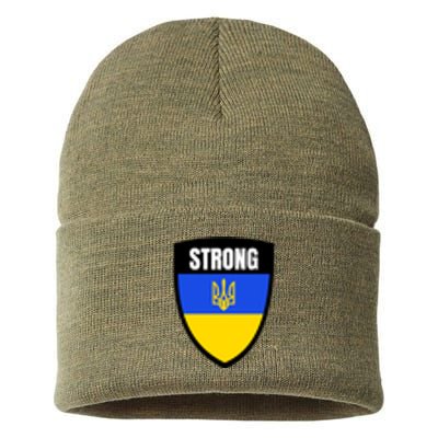 Strong Tactical Support Ukrainian Flag Shield I Stand With Ukraine Military Sustainable Knit Beanie