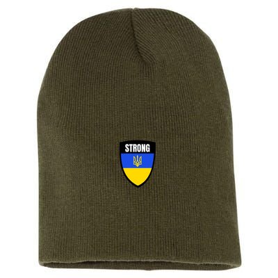 Strong Tactical Support Ukrainian Flag Shield I Stand With Ukraine Military Short Acrylic Beanie