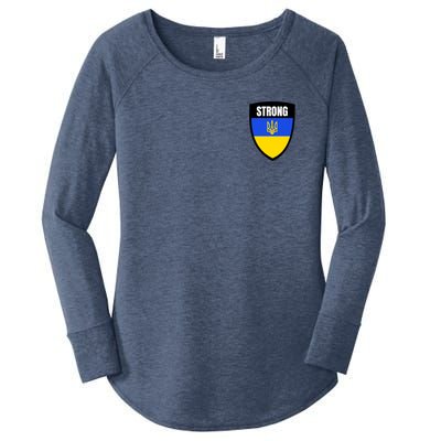 Strong Tactical Support Ukrainian Flag Shield I Stand With Ukraine Military Women's Perfect Tri Tunic Long Sleeve Shirt