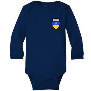 Strong Tactical Support Ukrainian Flag Shield I Stand With Ukraine Military Baby Long Sleeve Bodysuit