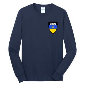 Strong Tactical Support Ukrainian Flag Shield I Stand With Ukraine Military Tall Long Sleeve T-Shirt