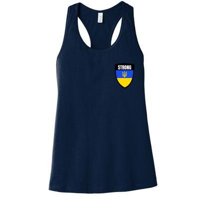 Strong Tactical Support Ukrainian Flag Shield I Stand With Ukraine Military Women's Racerback Tank