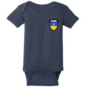 Strong Tactical Support Ukrainian Flag Shield I Stand With Ukraine Military Baby Bodysuit