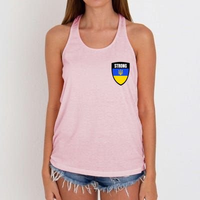 Strong Tactical Support Ukrainian Flag Shield I Stand With Ukraine Military Women's Knotted Racerback Tank