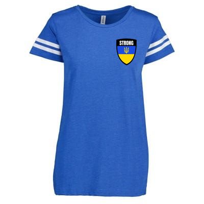 Strong Tactical Support Ukrainian Flag Shield I Stand With Ukraine Military Enza Ladies Jersey Football T-Shirt