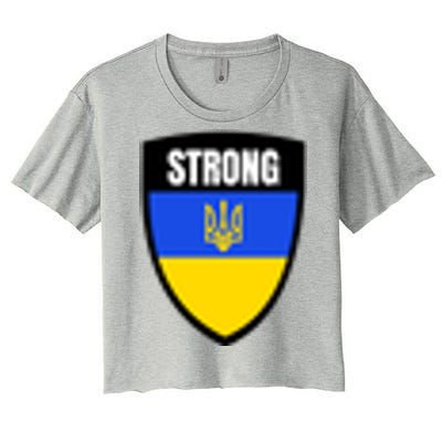 Strong Tactical Support Ukrainian Flag Shield I Stand With Ukraine Military Women's Crop Top Tee