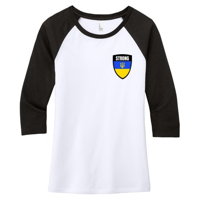 Strong Tactical Support Ukrainian Flag Shield I Stand With Ukraine Military Women's Tri-Blend 3/4-Sleeve Raglan Shirt