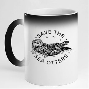 Save The Sea Otters 11oz Black Color Changing Mug