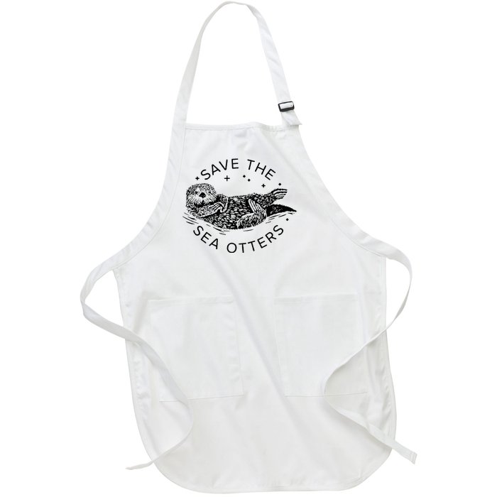 Save The Sea Otters Full-Length Apron With Pockets