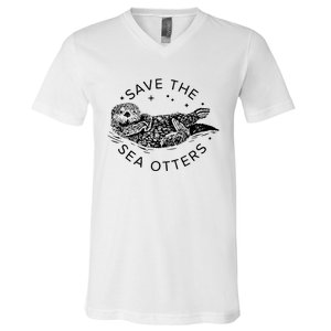 Save The Sea Otters V-Neck T-Shirt