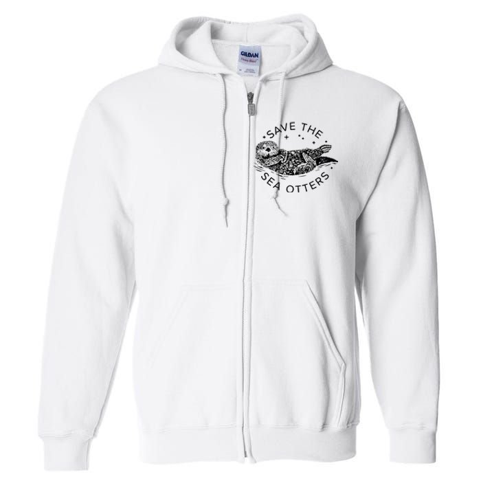 Save The Sea Otters Full Zip Hoodie