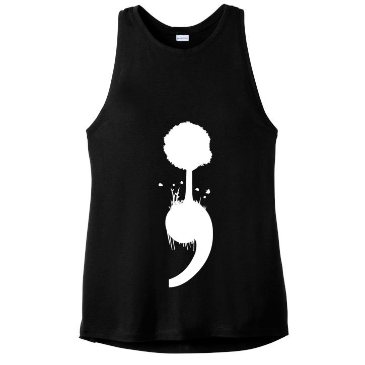 Semicolon Tree Suicide Prevention Ladies PosiCharge Tri-Blend Wicking Tank