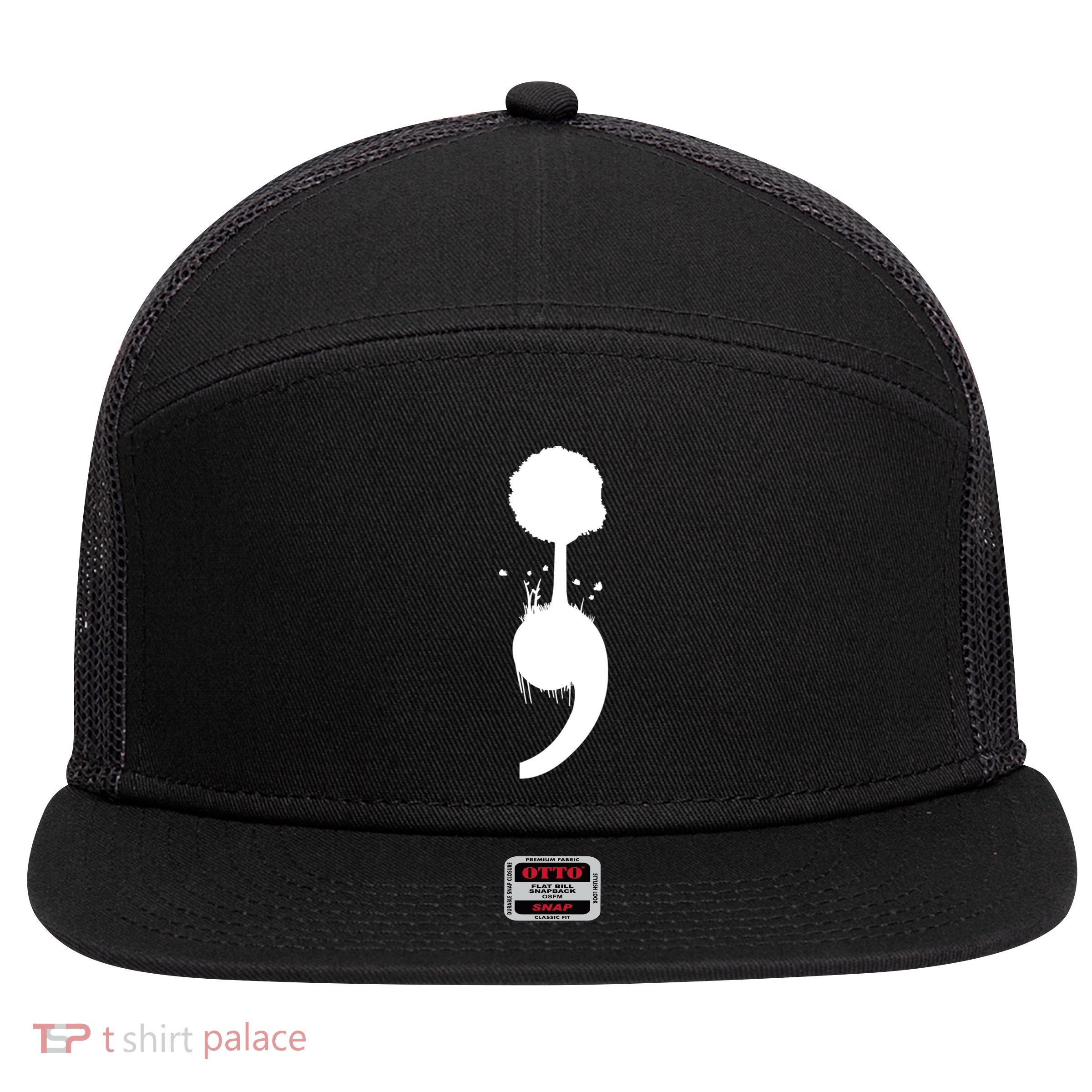 Semicolon Tree Suicide Prevention 7 Panel Mesh Trucker Snapback Hat