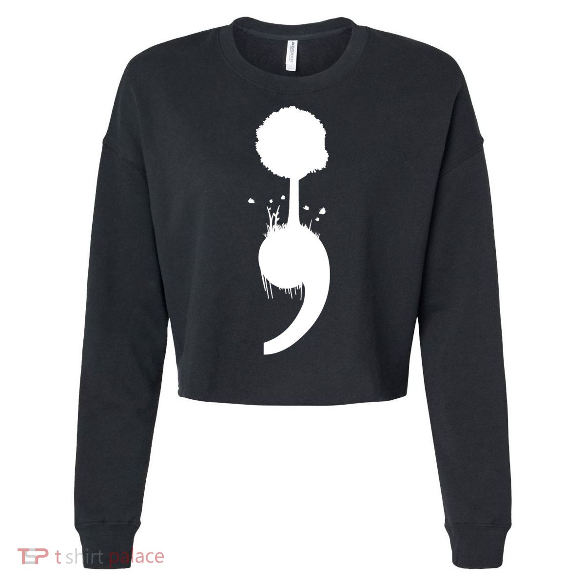 Semicolon Tree Suicide Prevention Cropped Pullover Crew