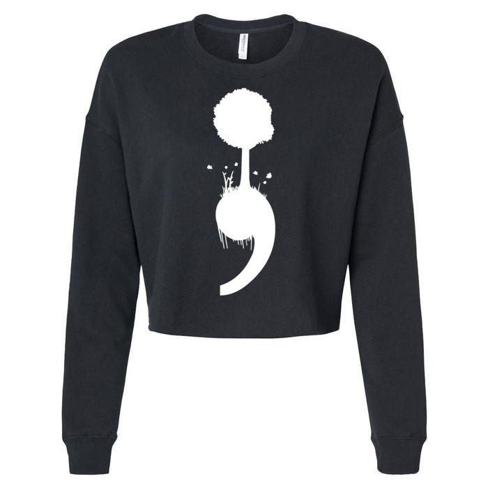 Semicolon Tree Suicide Prevention Cropped Pullover Crew
