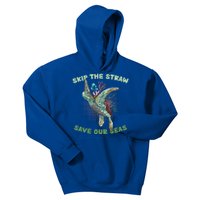 Skip The Straw Save Our Ocean Environt Sea Turtle Gift Kids Hoodie