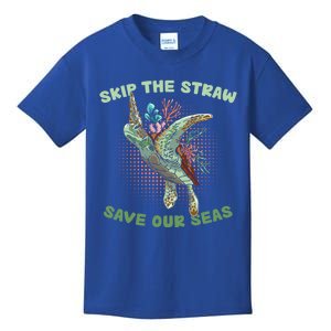 Skip The Straw Save Our Ocean Environt Sea Turtle Gift Kids T-Shirt