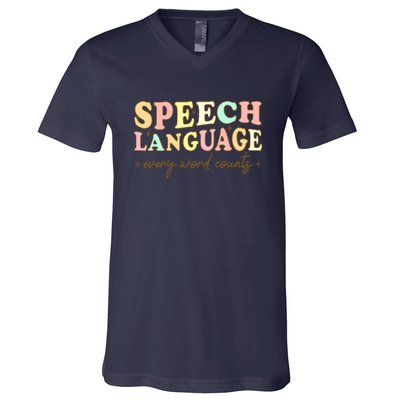 Speech Therapy Speech Language Therapy Pathologist Retro SLP V-Neck T-Shirt