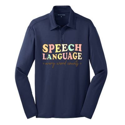 Speech Therapy Speech Language Therapy Pathologist Retro SLP Silk Touch Performance Long Sleeve Polo