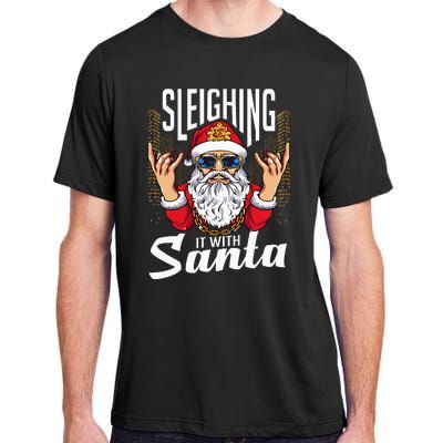 Sleigh the Season Sleighing it with Santa Adult ChromaSoft Performance T-Shirt