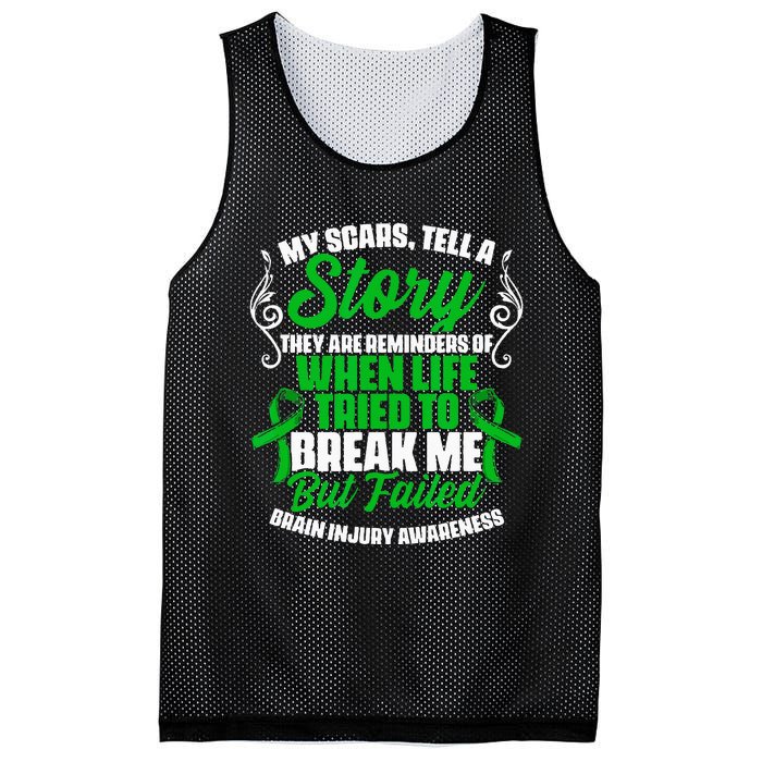 Scars Tell Story Traumatic Brain Injury Support TBI Survivor Mesh Reversible Basketball Jersey Tank