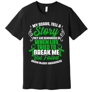 Scars Tell Story Traumatic Brain Injury Support TBI Survivor Premium T-Shirt