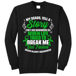 Scars Tell Story Traumatic Brain Injury Support TBI Survivor Tall Sweatshirt