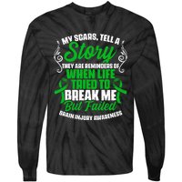 Scars Tell Story Traumatic Brain Injury Support TBI Survivor Tie-Dye Long Sleeve Shirt