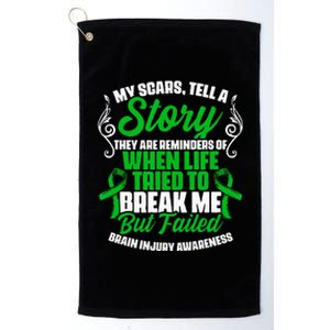 Scars Tell Story Traumatic Brain Injury Support TBI Survivor Platinum Collection Golf Towel