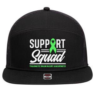 Support TBI Support Squad Traumatic Brain Injury Awareness 7 Panel Mesh Trucker Snapback Hat