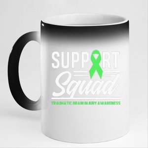 Support TBI Support Squad Traumatic Brain Injury Awareness 11oz Black Color Changing Mug