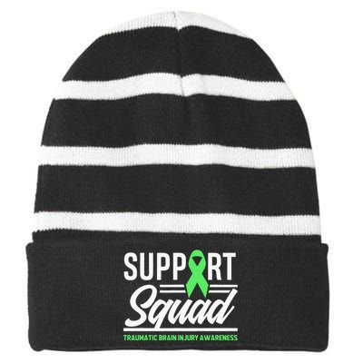 Support TBI Support Squad Traumatic Brain Injury Awareness Striped Beanie with Solid Band