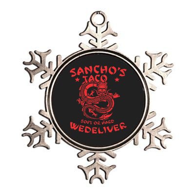 Sanchos Tacos Soft Or Hard We Deliver Apparel Metallic Star Ornament