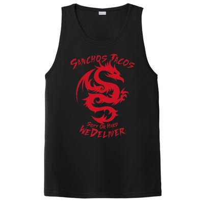 Sanchos Tacos Soft Or Hard We Deliver Apparel PosiCharge Competitor Tank