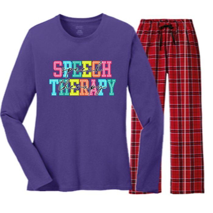 Speech Therapy Women's Long Sleeve Flannel Pajama Set 