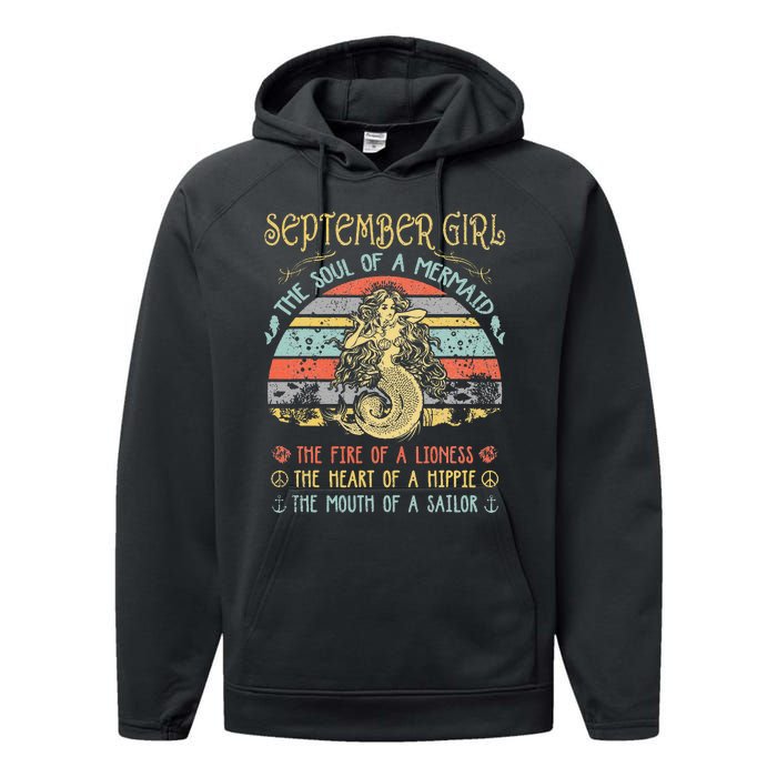 September The Soul Of A Mermaid Vintage Birthday Performance Fleece Hoodie