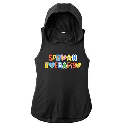 Speech Therapy Speech Language Pathologist Therapist SLP Ladies PosiCharge Tri-Blend Wicking Draft Hoodie Tank