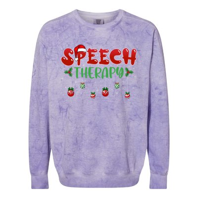 Speech Therapy Santa Hat Slp Speech Therapists Christmas Cool Gift Colorblast Crewneck Sweatshirt