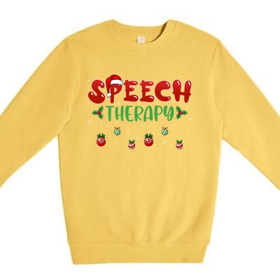 Speech Therapy Santa Hat Slp Speech Therapists Christmas Cool Gift Premium Crewneck Sweatshirt