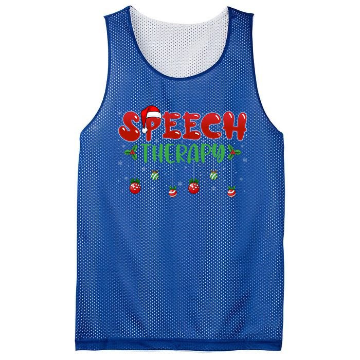 Speech Therapy Santa Hat Slp Speech Therapists Christmas Cool Gift Mesh Reversible Basketball Jersey Tank