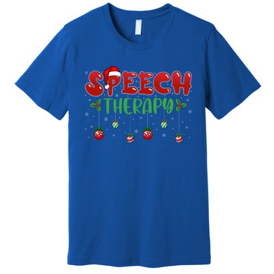 Speech Therapy Santa Hat Slp Speech Therapists Christmas Cool Gift Premium T-Shirt