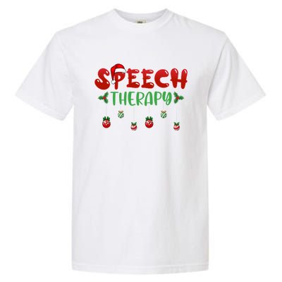 Speech Therapy Santa Hat Slp Speech Therapists Christmas Cool Gift Garment-Dyed Heavyweight T-Shirt