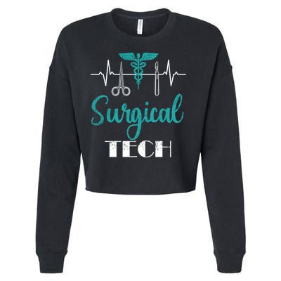 Scrub Tech Surgical Tech Week Technologist Technicians Ekg Cool Gift Cropped Pullover Crew