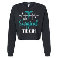 Scrub Tech Surgical Tech Week Technologist Technicians Ekg Cool Gift Cropped Pullover Crew