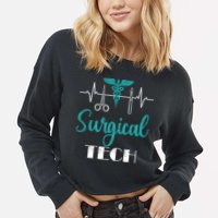 Scrub Tech Surgical Tech Week Technologist Technicians Ekg Cool Gift Cropped Pullover Crew