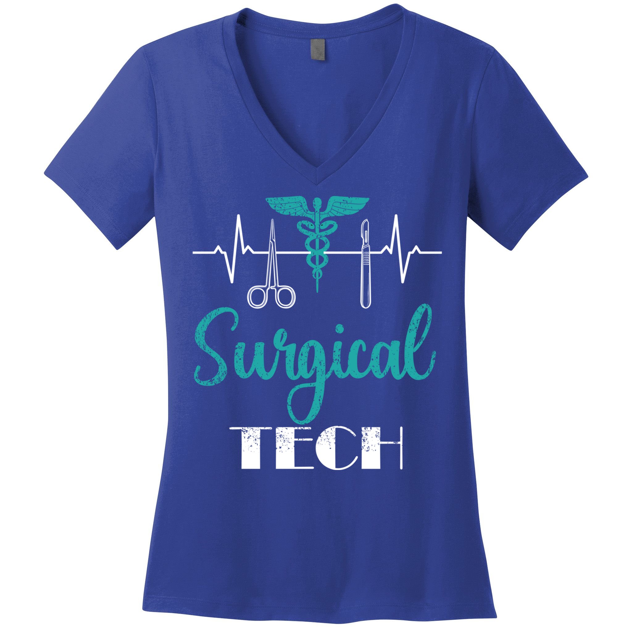 Scrub Tech Surgical Tech Week Technologist Technicians Ekg Cool Gift Women's V-Neck T-Shirt