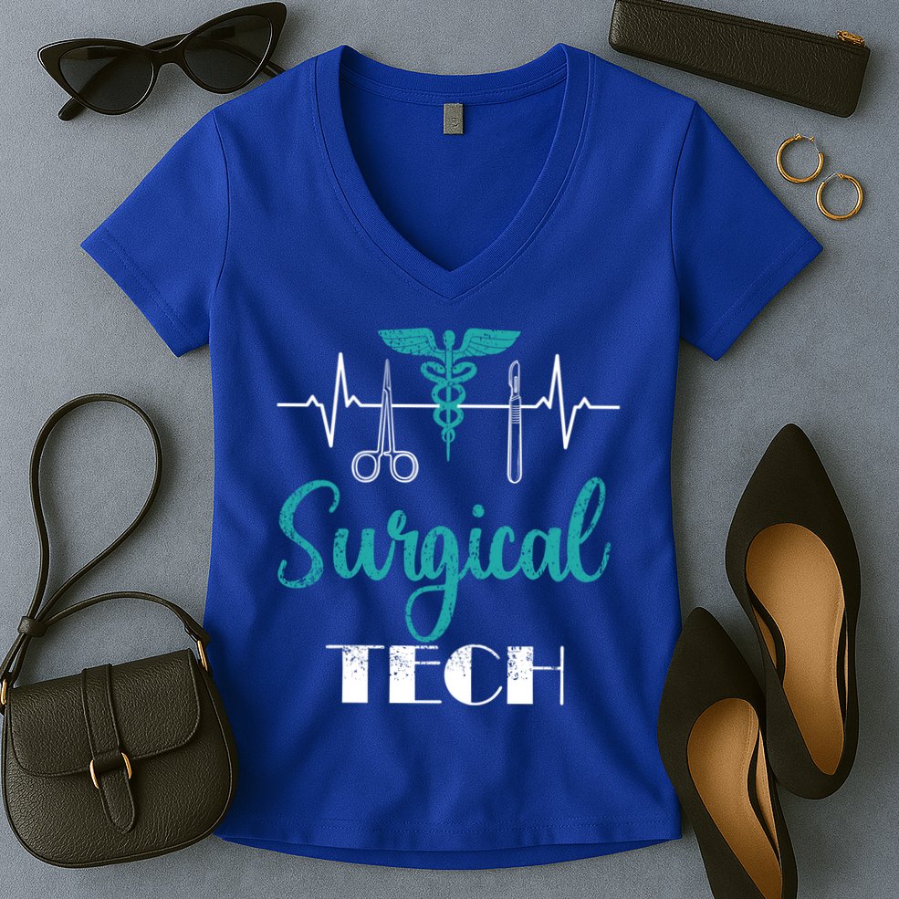 Scrub Tech Surgical Tech Week Technologist Technicians Ekg Cool Gift Women's V-Neck T-Shirt