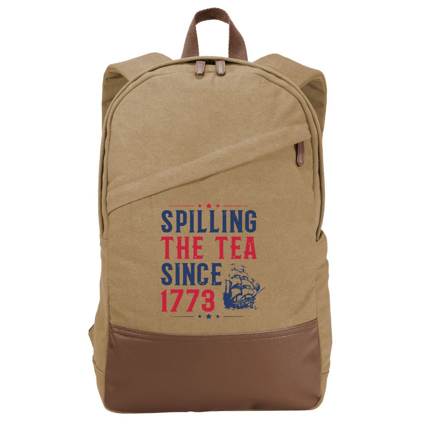 Spilling The Tea Since 1773 History Teacher Gift Funny History Teacher Cotton Canvas Backpack